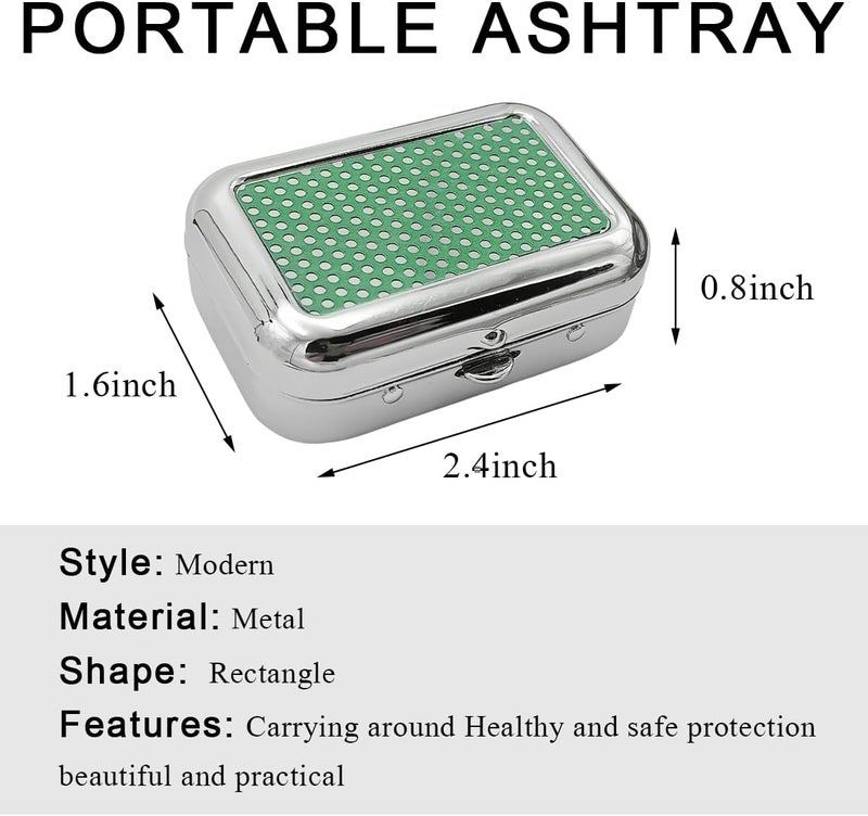 SHMZK Mini Portable Ashtrays, Metal Pocket Dustproof Car Ash Tray with Lid, Compact Square Windproof Car Cigar Ashtrays, Decorative Cigarette Snuffers Ashtray for Car Home Office (Green) - Image 2
